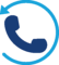 phone-circle-icon Blue telephone handset with a curved circular arrow, indicating call support or contact.